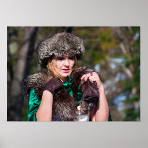 Retro woman in winter poster
