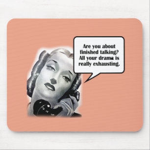Retro Woman on Phone, Drama Mouse Mat
