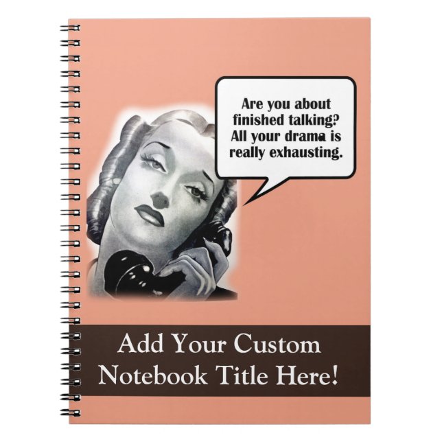 Retro Woman on Phone, Drama Notebook (Front)