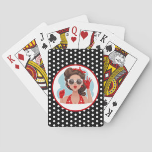 Retro Woman Playing Cards