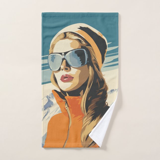 Retro Woman Portrait In The Snow Bath Towel Set (Hand Towel)
