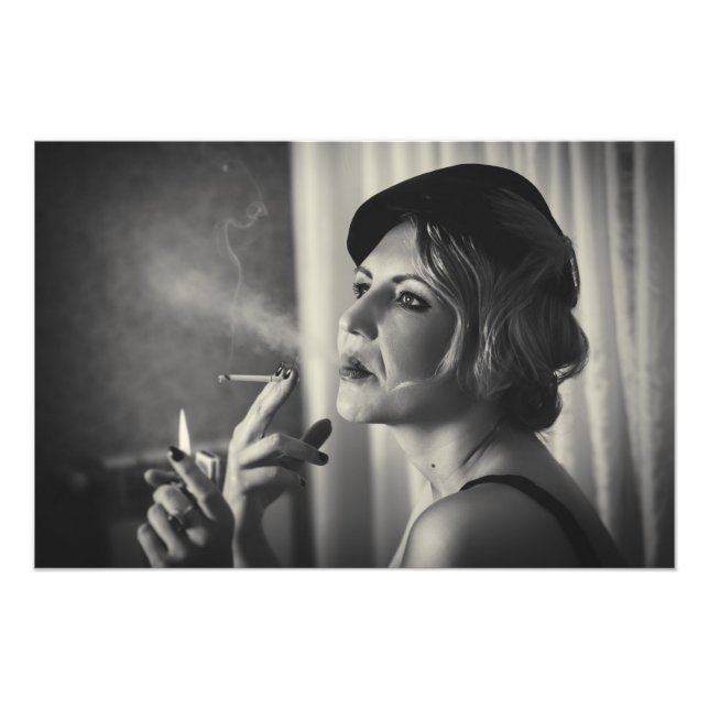 Retro woman smoking photo print (Front)