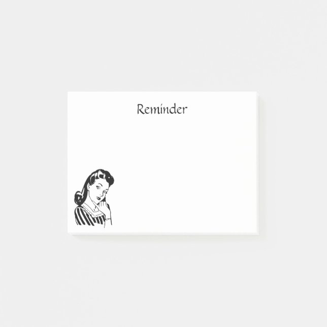Retro Woman To Do Reminder Custom Design Wording Post-it Notes (Front)
