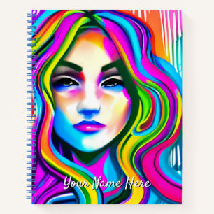 Retro Woman with Rainbow Hair Journal