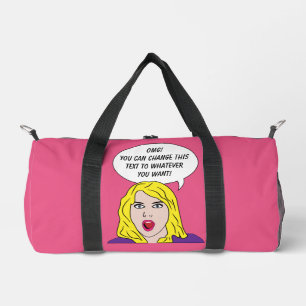 RETRO WOMAN with YOUR TEXT custom Duffle Bag
