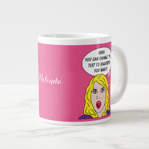 RETRO WOMAN with YOUR TEXT custom mugs