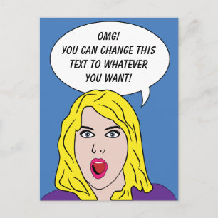 RETRO WOMAN with YOUR TEXT custom postcard