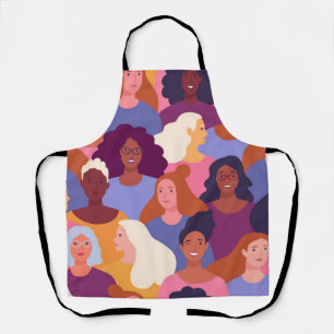 Retro Women of the World Pattern Apron