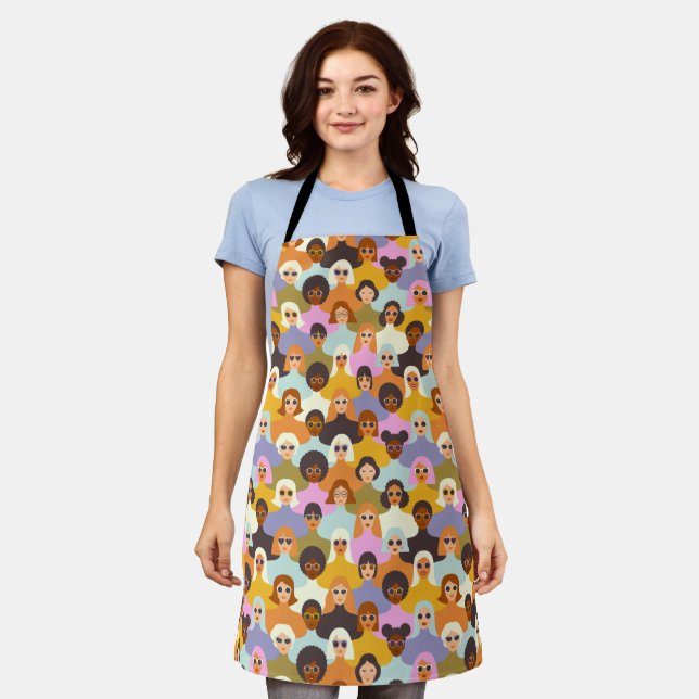 Retro Women of the World Pattern Apron (Worn)