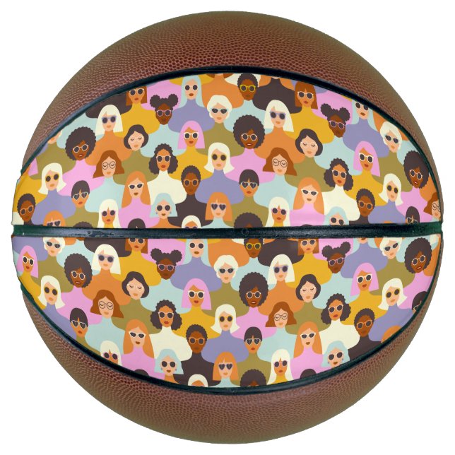 Retro Women of the World Pattern Basketball (Front)