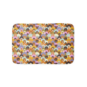 Retro Women of the World Pattern Bath Mat
