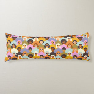 Retro Women of the World Pattern Body Cushion