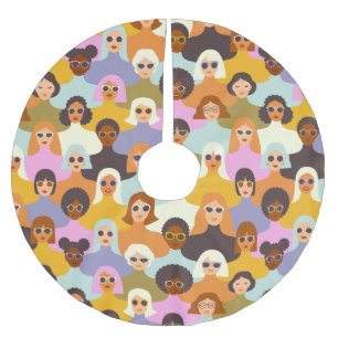 Retro Women of the World Pattern Brushed Polyester Tree Skirt