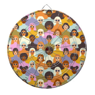 Retro Women of the World Pattern Dartboard