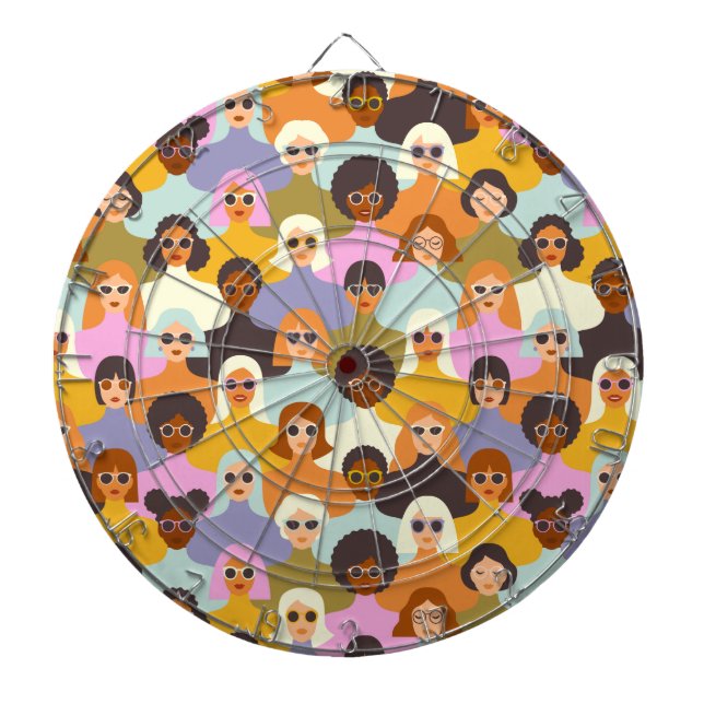 Retro Women of the World Pattern Dartboard (Front)