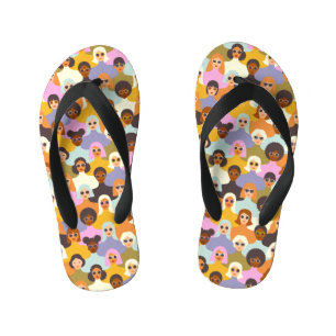 Retro Women of the World Pattern Kid's Flip Flops