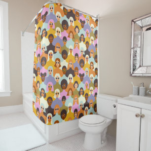 Retro Women of the World Pattern Shower Curtain