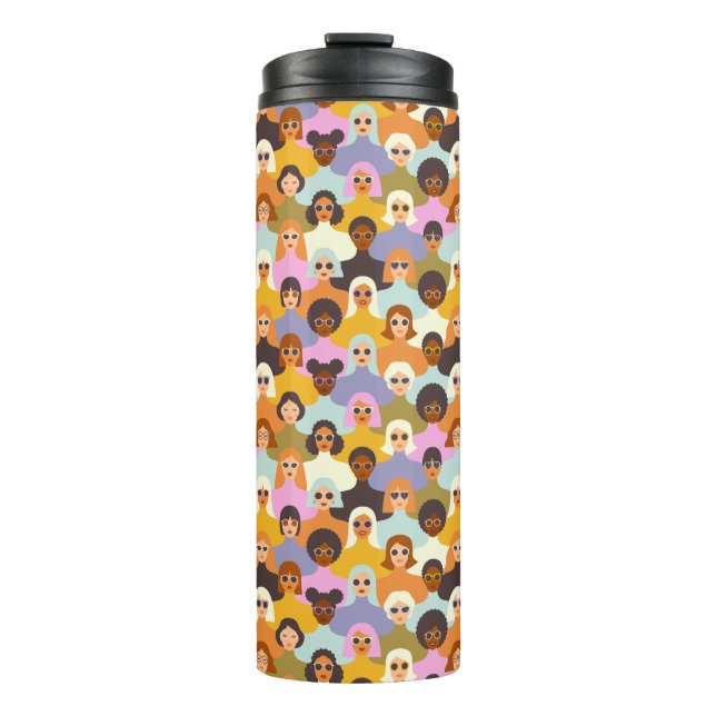 Retro Women of the World Pattern Thermal Tumbler (Front)