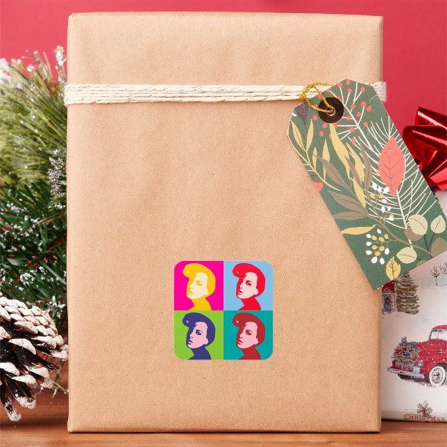 Retro Women Pop Art Square Sticker (Creator Uploaded)