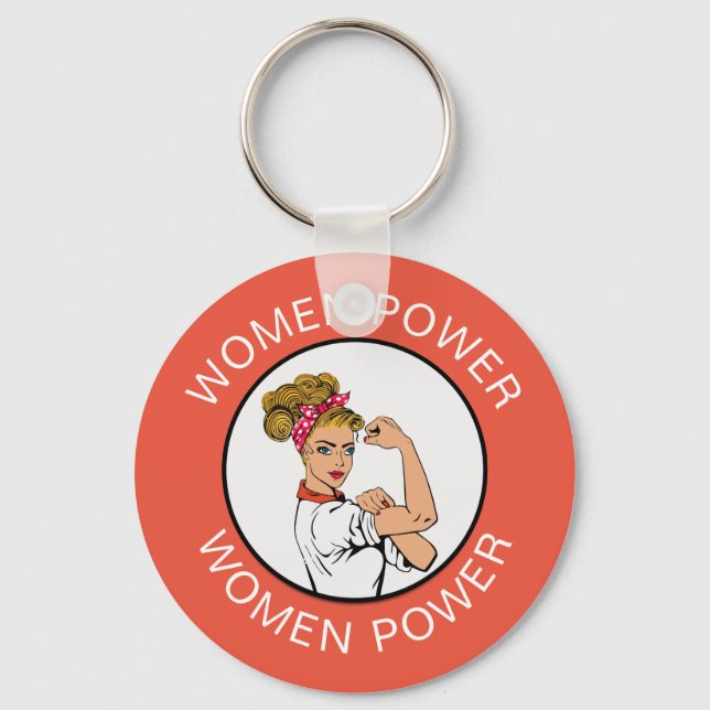 Retro Women Power Feminist Feminine Keychains (Front)