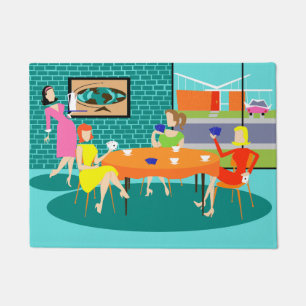 Retro Women's Card Game Door Mat