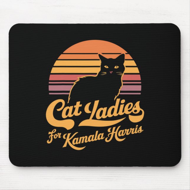 Retro Womens Kamala Harris Cat Lady  Mouse Mat (Front)