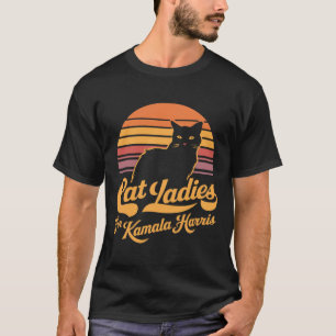Retro Womens Kamala Harris Cat Lady  T-Shirt