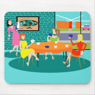 Retro Women's Weekly Card Game Mousepad