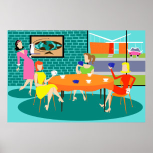 Retro Women's Weekly Card Game Poster