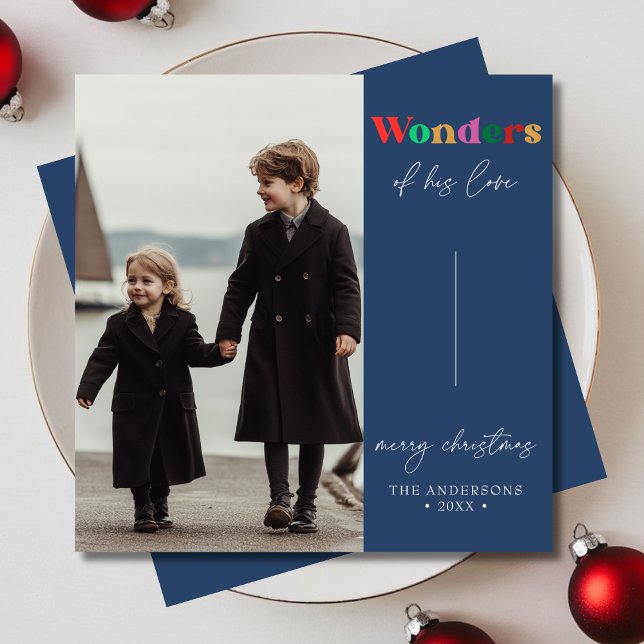 Retro Wonders Of His love Religious Christmas Holiday Card (Creator Uploaded)