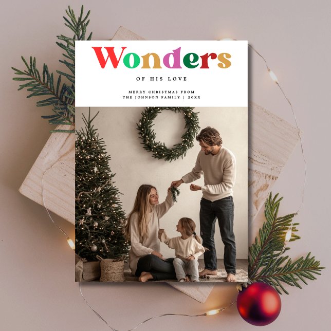 Retro Wonders Of His love Spiritual Christmas Holiday Card (Creator Uploaded)