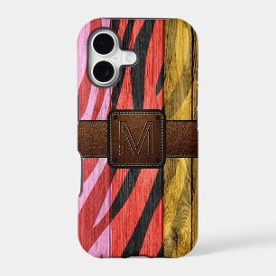 Retro Wood Brown Leather Look