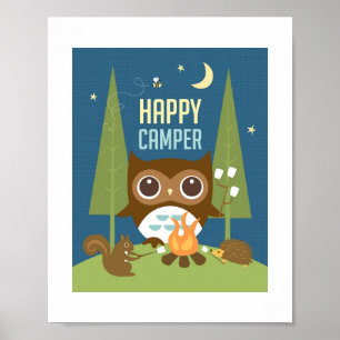 Retro Woodland Animals Poster Print