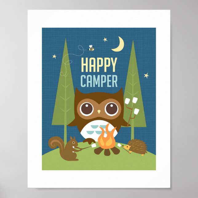 Retro Woodland Animals Poster Print (Front)