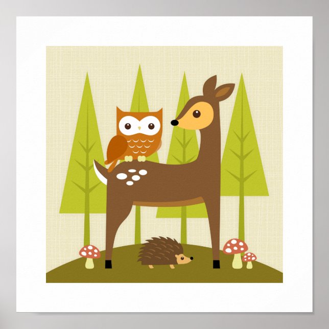 Retro Woodland Poster Print (Front)