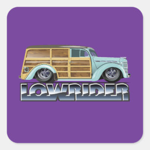 Retro Woody Lowrider Square Sticker