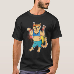 Retro Workout Cat 80 s 90 s Kitten Kitty T-Shirt
