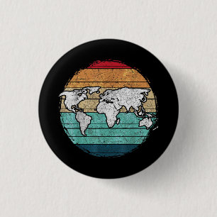 Retro World Map 3 Cm Round Badge