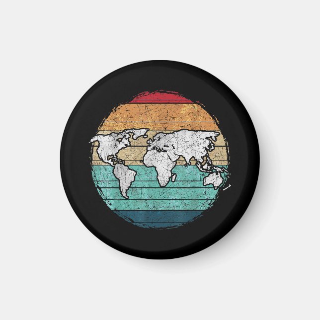 Retro World Map Magnet (Front)