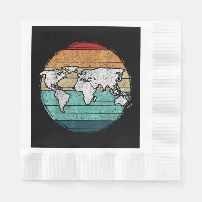Retro World Map Napkin (Front)
