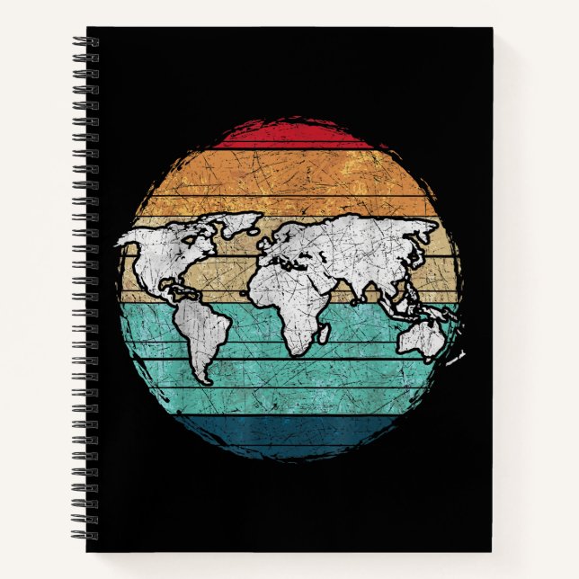 Retro World Map Notebook (Front)