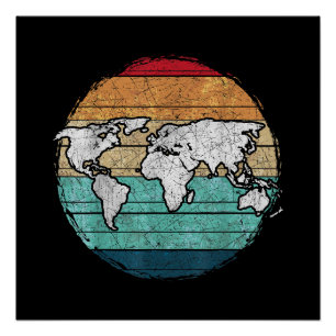 Retro World Map Poster