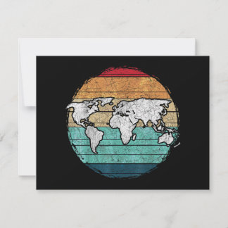 Retro World Map Thank You Card