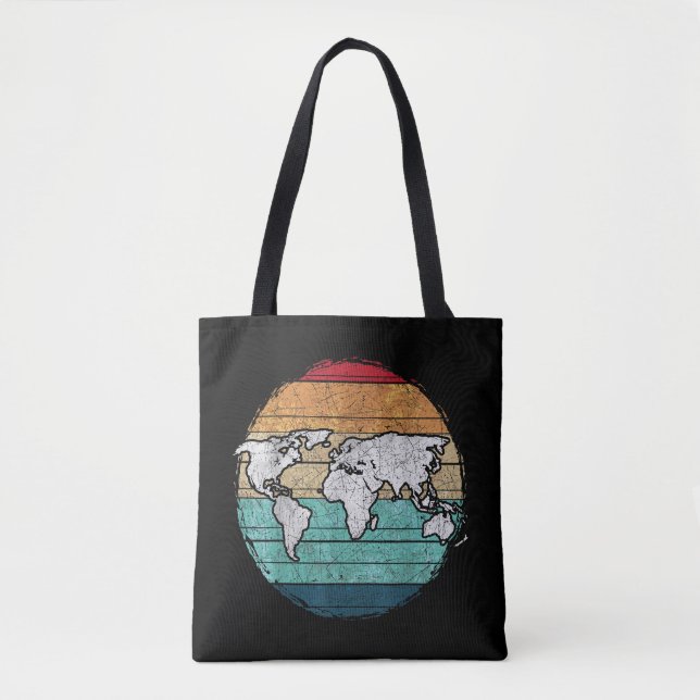Retro World Map Tote Bag (Front)