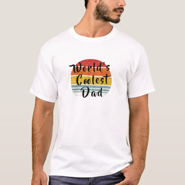 Retro World's Coolest Dad, Sunset Design T-Shirt (Front)