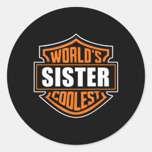 Retro Worlds Coolest Sister Matching Family Classic Round Sticker