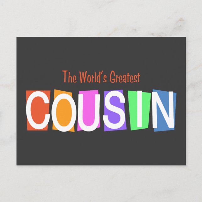Retro World's Greatest Cousin Postcard (Front)