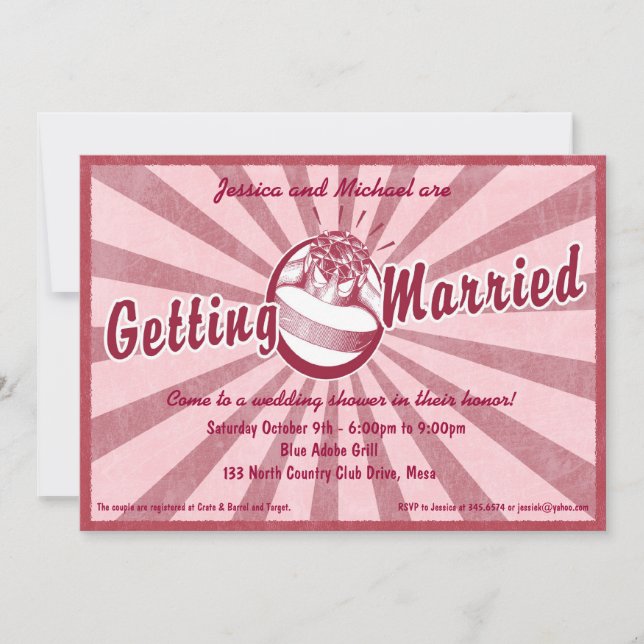 Retro Wow Bridal Shower Invitation - Magenta (Front)
