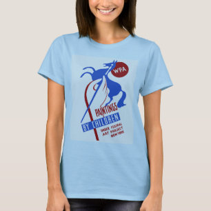 Retro WPA Art project hand drawing horse T-Shirt