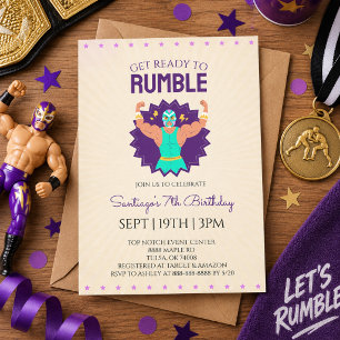 Retro Wrestling Birthday Party Invitation